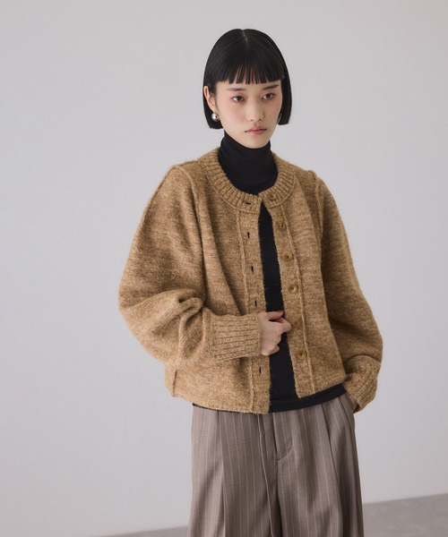 Shoegal.Kさまアダムエロペ　カラー付きカーディガン　ブラウン　新品 ADAM ET ROPE'（アダムエロペ）の「MIXヤーンカーディガン