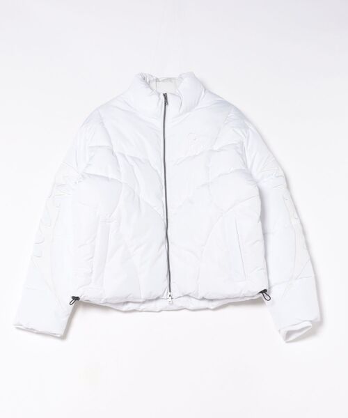 Revo.(レボ)の「トライバル 合皮レザーワッペン ワンポイント ロゴ刺繍 ショート パファーブルゾン ダブルジップ【UNISEX】(ダウンジャケット/コート・メンズ・ホワイト/ブラック・M/L)」の2枚目の写真