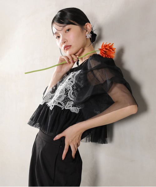 Kana（カナ）の「レースチュール ボリューム袖 パンツドレス 3点セット パーティー 結婚式 お呼ばれ オケージョンドレス デイリー（パンツドレス・レディース・ブラック系その他2/ブラック/ベージュ/チャコールグレー・M）」の18枚目の写真