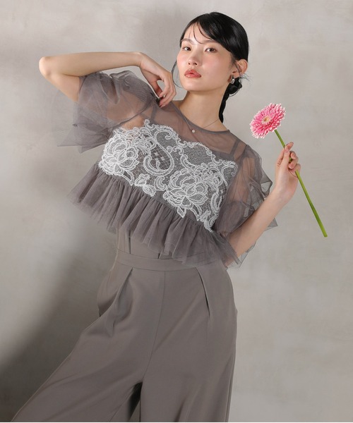 Kana（カナ）の「レースチュール ボリューム袖 パンツドレス 3点セット パーティー 結婚式 お呼ばれ オケージョンドレス デイリー（パンツドレス・レディース・ブラック系その他2/ブラック/ベージュ/チャコールグレー・M）」の21枚目の写真