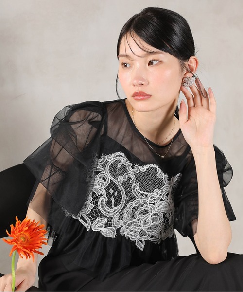Kana（カナ）の「レースチュール ボリューム袖 パンツドレス 3点セット パーティー 結婚式 お呼ばれ オケージョンドレス デイリー（パンツドレス・レディース・ブラック系その他2/ブラック/ベージュ/チャコールグレー・M）」の16枚目の写真