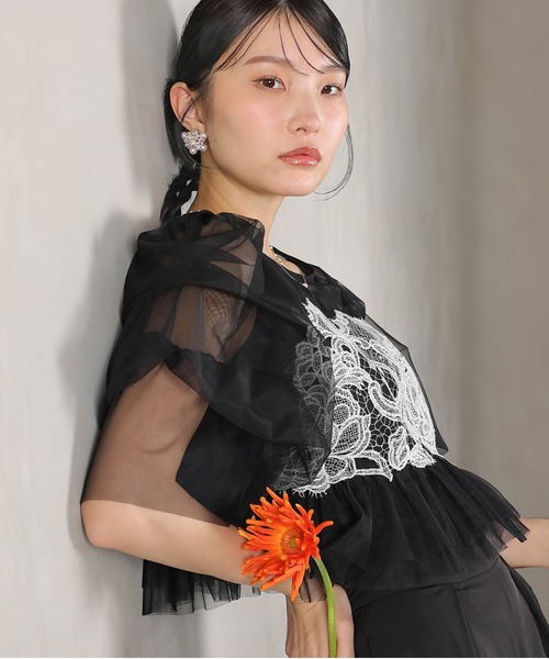 Kana（カナ）の「レースチュール ボリューム袖 パンツドレス 3点セット パーティー 結婚式 お呼ばれ オケージョンドレス デイリー（パンツドレス・レディース・ブラック系その他2/ブラック/ベージュ/チャコールグレー・M）」の15枚目の写真