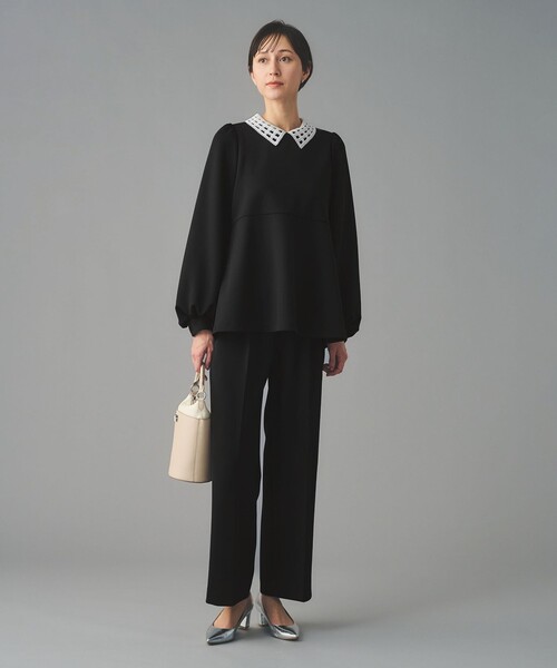 UNITED ARROWS（ユナイテッドアローズ）の「SPONGY タック ワイドパンツ（スラックス・レディース・オフホワイト/ブラック/ネイビー・40/38/36/34）」の6枚目の写真