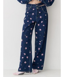 EVRIS | Embroideryカットアウトワイドデニムパンツ【セットアップ着用可能】(デニムパンツ)