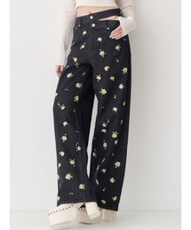 EVRIS | Embroideryカットアウトワイドデニムパンツ【セットアップ着用可能】(デニムパンツ)