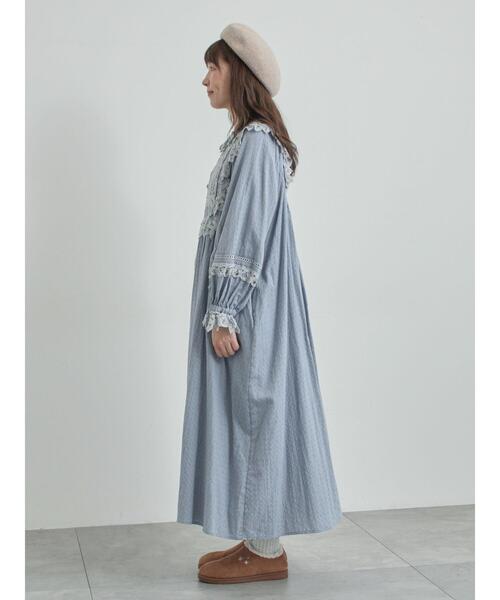 TSUHARUbySamansaMos2ワンピース WEB限定 Sサイズ】ドビーバテンレースワンピース（ワンピース