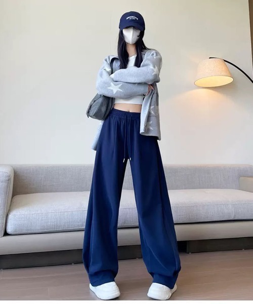 VIBGYOR（ヴィブジョー）の「【EIZZ/アイズ】ルーズフィットドローストリング スウェットパンツ（スウェットパンツ・レディース・グレー/ブラック/ネイビー・FREE）」の4枚目の写真