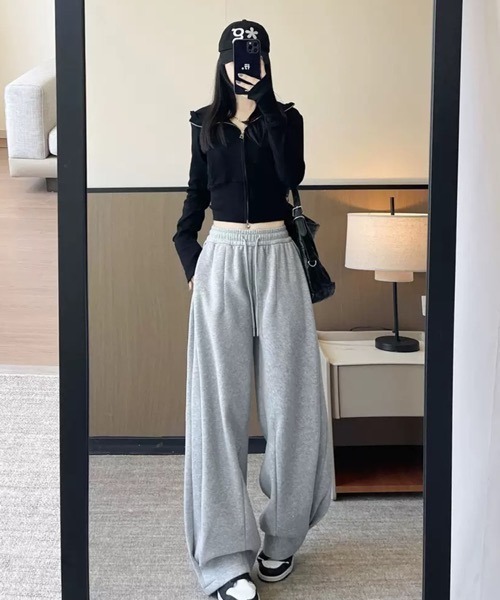 VIBGYOR（ヴィブジョー）の「【EIZZ/アイズ】ルーズフィットドローストリング スウェットパンツ（スウェットパンツ・レディース・グレー/ブラック/ネイビー・FREE）」の6枚目の写真