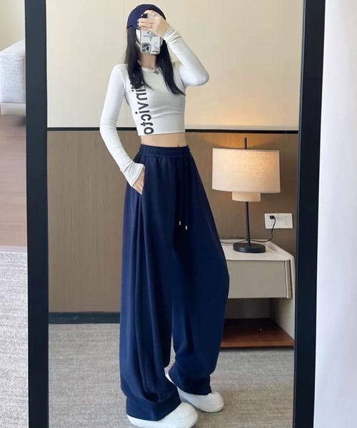 VIBGYOR（ヴィブジョー）の「【EIZZ/アイズ】ルーズフィットドローストリング スウェットパンツ（スウェットパンツ・レディース・グレー/ブラック/ネイビー・FREE）」の10枚目の写真