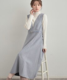 couture brooch（クチュールブローチ）の「【S-LL/通勤】ビット付き スエード調ダンボールジャンスカ（ワンピース・レディース）」