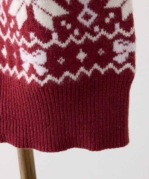 one after another NICE CLAUP（ワンアフターアナザーナイスクラップ）の「ノルディック柄ニット（ニット/セーター・レディース・レッド/サックスブルー/オフホワイト・FREE）」の8枚目の写真