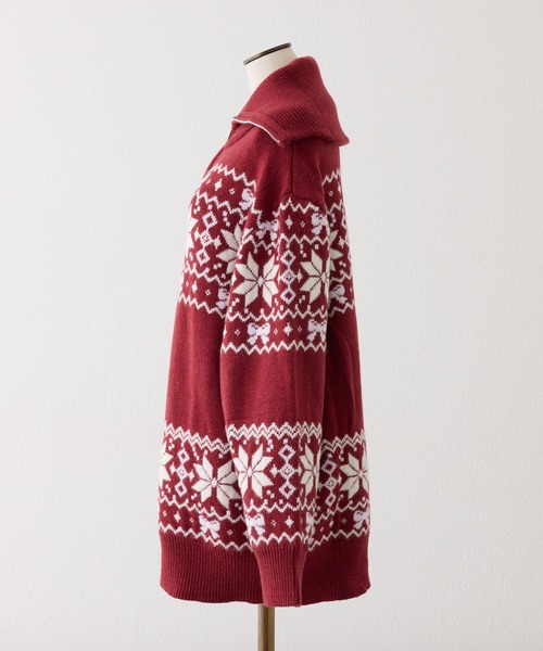 one after another NICE CLAUP（ワンアフターアナザーナイスクラップ）の「ノルディック柄ニット（ニット/セーター・レディース・レッド/サックスブルー/オフホワイト・FREE）」の9枚目の写真