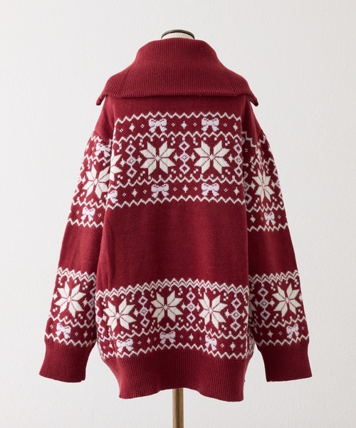 one after another NICE CLAUP（ワンアフターアナザーナイスクラップ）の「ノルディック柄ニット（ニット/セーター・レディース・レッド/サックスブルー/オフホワイト・FREE）」の10枚目の写真