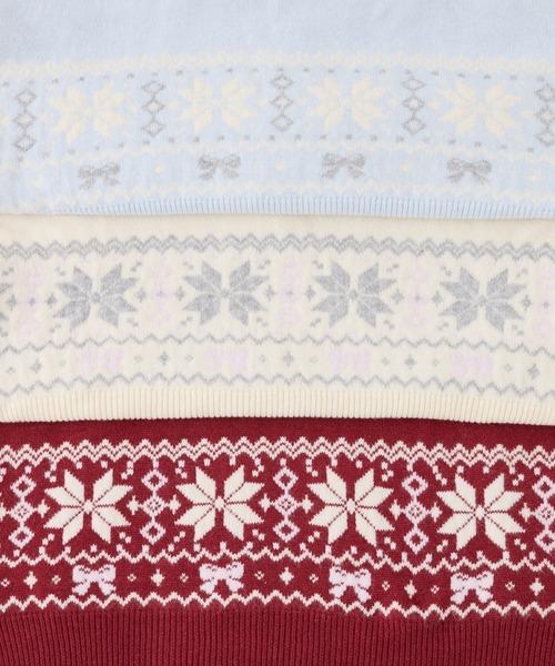 one after another NICE CLAUP（ワンアフターアナザーナイスクラップ）の「ノルディック柄ニット（ニット/セーター・レディース・レッド/サックスブルー/オフホワイト・FREE）」の11枚目の写真