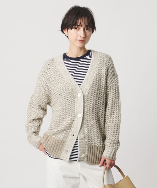 UNITED ARROWS（ユナイテッドアローズ）の「カラーミックス インレイド カーディガン（カーディガン/ボレロ・レディース・ベージュ/ピンク・FREE）」の2枚目の写真