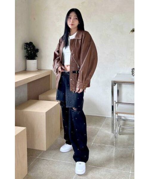 LADY VOLUME(レディーボリューム)の「465-1 VINTAGE COATED LEATHER LOOSE FIT JUMPER_CAMEL(ライダースジャケット・レディース・その他・FREE)」の11枚目の写真