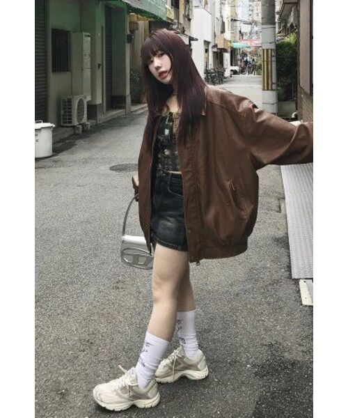 LADY VOLUME(レディーボリューム)の「465-1 VINTAGE COATED LEATHER LOOSE FIT JUMPER_CAMEL(ライダースジャケット・レディース・その他・FREE)」の13枚目の写真