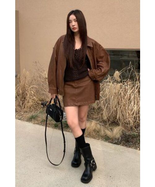 LADY VOLUME(レディーボリューム)の「465-1 VINTAGE COATED LEATHER LOOSE FIT JUMPER_CAMEL(ライダースジャケット・レディース・その他・FREE)」の22枚目の写真