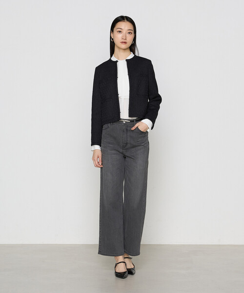K.T KIYOKO TAKASE(キヨコタカセ)の「〔 TALLサイズ 〕【セットアップ対応】ダミエ ラッセルツイード ジャケット(ノーカラージャケット・レディース・ライトグレー・15号)」の15枚目の写真