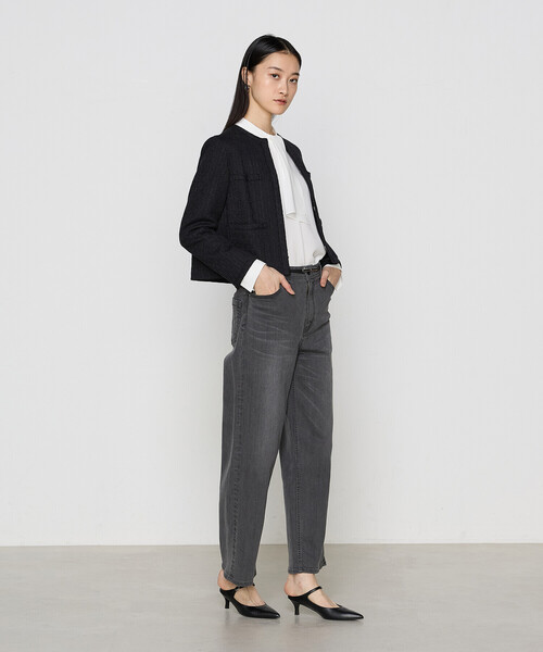 K.T KIYOKO TAKASE(キヨコタカセ)の「〔 TALLサイズ 〕【セットアップ対応】ダミエ ラッセルツイード ジャケット(ノーカラージャケット・レディース・ライトグレー・15号)」の16枚目の写真