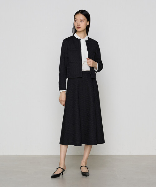 K.T KIYOKO TAKASE(キヨコタカセ)の「〔 TALLサイズ 〕【セットアップ対応】ダミエ ラッセルツイード ジャケット(ノーカラージャケット・レディース・ライトグレー・15号)」の18枚目の写真