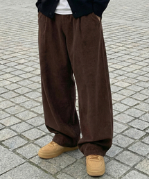 MOZMOZ（モズモズ）の「カラフルコーデュロイストリングワイドパンツブラウン（スウェットパンツ）」