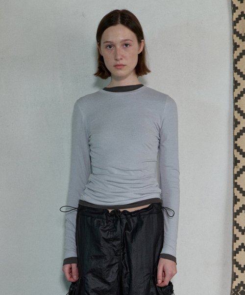 AOPT(アオプト)の「LAYERED LONG SLEEVE T-SHIRT - GRAYISH BLUE(Tシャツ/カットソー・レディース・その他・SMALL)」の1枚目の写真