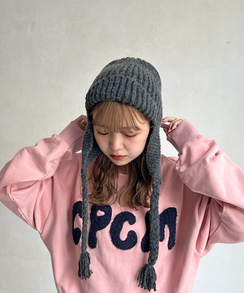 CPCM（シーピーシーエム）の「ニットフライトキャップ（キャップ・レディース・ベージュ/ブラック/グレー・FREE）」の2枚目の写真