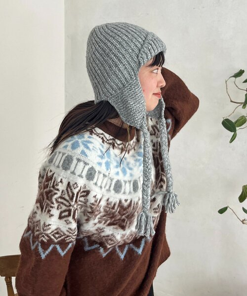 CPCM（シーピーシーエム）の「ニットフライトキャップ（キャップ・レディース・ベージュ/ブラック/グレー・FREE）」の14枚目の写真