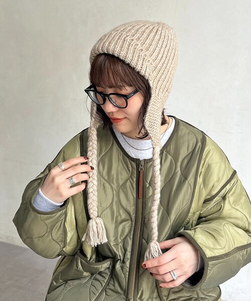 CPCM（シーピーシーエム）の「ニットフライトキャップ（キャップ・レディース・ベージュ/ブラック/グレー・FREE）」の8枚目の写真