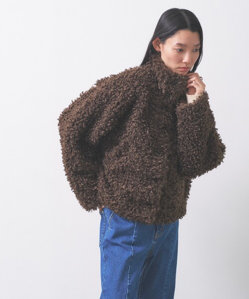 GALLEST(ギャレスト)の「【再入荷】プードルファージャケット(ブルゾン・レディース・ブラウン系/ブラウン系その他/オフホワイト・38)」の3枚目の写真