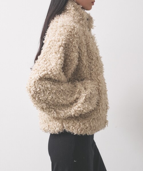 GALLEST(ギャレスト)の「【再入荷】プードルファージャケット(ブルゾン・レディース・ブラウン系/ブラウン系その他/オフホワイト・38)」の2枚目の写真