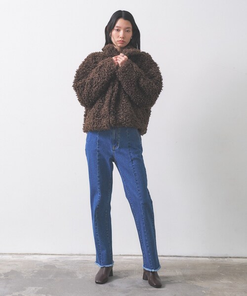 GALLEST(ギャレスト)の「【再入荷】プードルファージャケット(ブルゾン・レディース・ブラウン系/ブラウン系その他/オフホワイト・38)」の4枚目の写真