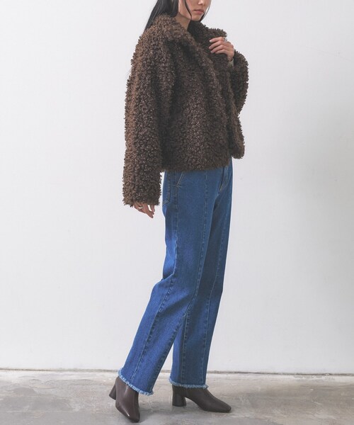 GALLEST(ギャレスト)の「【再入荷】プードルファージャケット(ブルゾン・レディース・ブラウン系/ブラウン系その他/オフホワイト・38)」の5枚目の写真