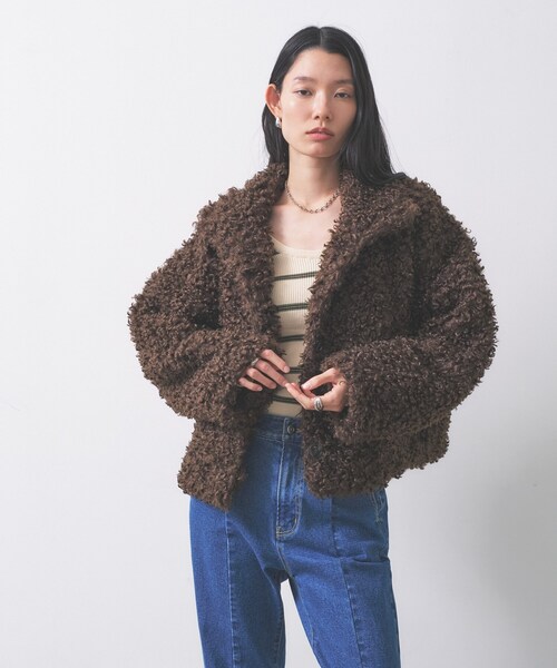 GALLEST(ギャレスト)の「【再入荷】プードルファージャケット(ブルゾン・レディース・ブラウン系/ブラウン系その他/オフホワイト・38)」の12枚目の写真