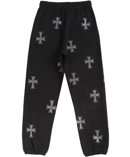 UNKNOWN LONDON(アンノウン・ロンドン)の「A'GEM/9 × .kom 『UNKNOWN LONDON/アンノウン ロンドン』 Cross Rhinestone Jogger②/クロスラインストーンジョガー②(スウェットパンツ・メンズ・ブラック×レッド/ブラック×シルバー/ブラック×パープル/ホワイト・S/M/L)」の5枚目の写真