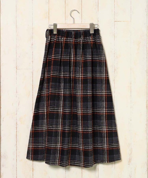 Bleu Bleuet（ブルーブルーエ）の「チェックフレアタックスカート（スカート・レディース・ネイビー/ブラック・FREE）」の3枚目の写真