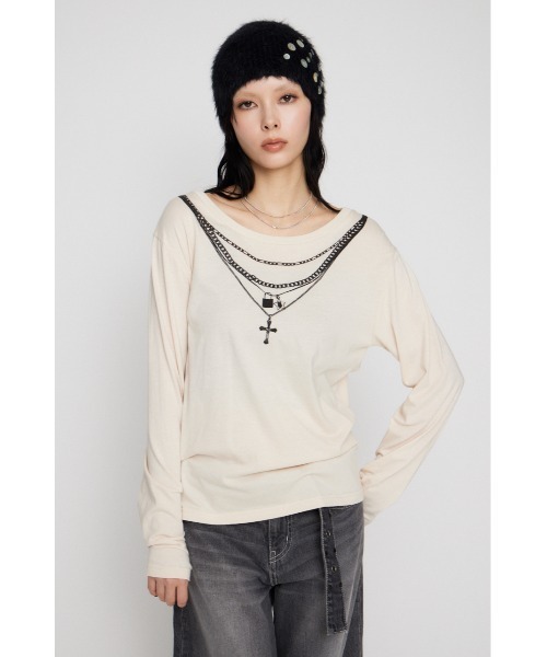 LAGUA GEM(ラグアジェム)の「PENDANT PRINT ロングスリーブTシャツ(Tシャツ/カットソー・レディース・ブラック/カーキ/アイボリー・FREE)」の13枚目の写真