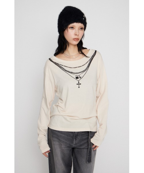 LAGUA GEM(ラグアジェム)の「PENDANT PRINT ロングスリーブTシャツ(Tシャツ/カットソー・レディース・ブラック/カーキ/アイボリー・FREE)」の14枚目の写真