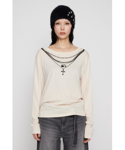 LAGUA GEM(ラグアジェム)の「PENDANT PRINT ロングスリーブTシャツ(Tシャツ/カットソー・レディース・ブラック/カーキ/アイボリー・FREE)」の16枚目の写真