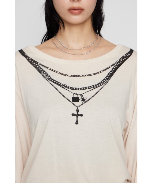 LAGUA GEM(ラグアジェム)の「PENDANT PRINT ロングスリーブTシャツ(Tシャツ/カットソー・レディース・ブラック/カーキ/アイボリー・FREE)」の19枚目の写真