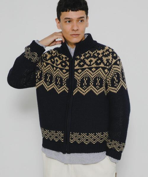 セール】ジャガードジップアップニット（ニット/セーター）｜URBAN