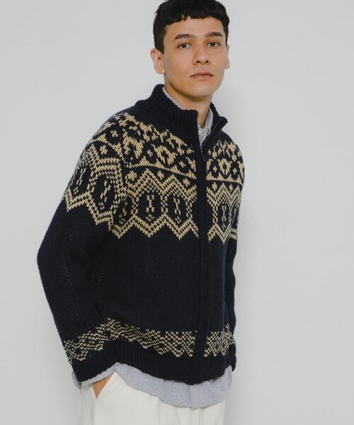 URBAN RESEARCH Sonny Label(アーバンリサーチサニーレーベル)の「ジャガードジップアップニット(ニット/セーター・メンズ・ブラウン/ネイビー・LARGE/MEDIUM)」の13枚目の写真