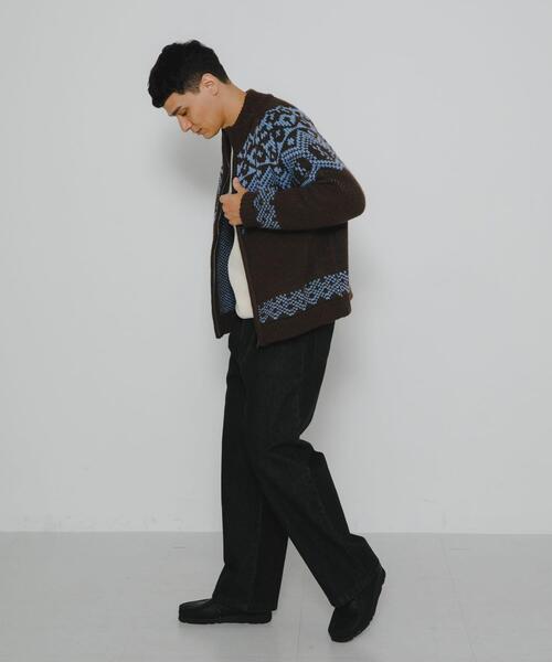 URBAN RESEARCH Sonny Label(アーバンリサーチサニーレーベル)の「ジャガードジップアップニット(ニット/セーター・メンズ・ブラウン/ネイビー・LARGE/MEDIUM)」の4枚目の写真