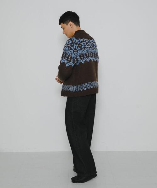 URBAN RESEARCH Sonny Label(アーバンリサーチサニーレーベル)の「ジャガードジップアップニット(ニット/セーター・メンズ・ブラウン/ネイビー・LARGE/MEDIUM)」の5枚目の写真