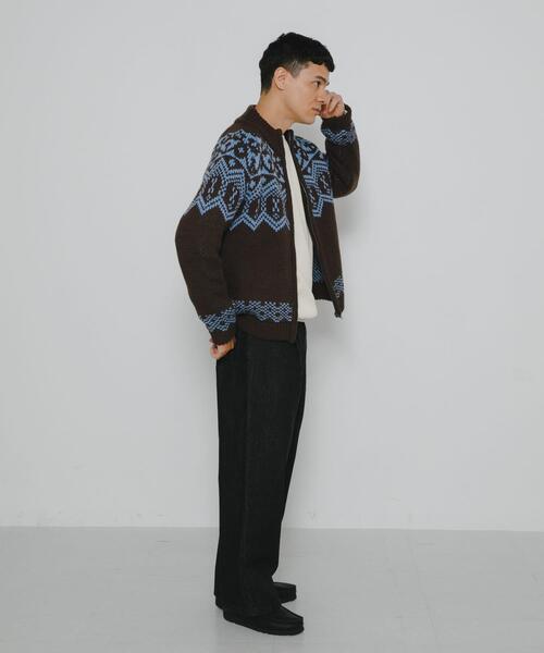 URBAN RESEARCH Sonny Label(アーバンリサーチサニーレーベル)の「ジャガードジップアップニット(ニット/セーター・メンズ・ブラウン/ネイビー・LARGE/MEDIUM)」の6枚目の写真
