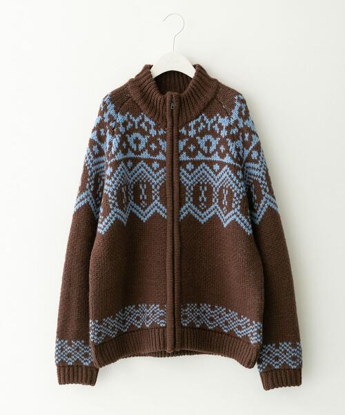 URBAN RESEARCH Sonny Label(アーバンリサーチサニーレーベル)の「ジャガードジップアップニット(ニット/セーター・メンズ・ブラウン/ネイビー・LARGE/MEDIUM)」の8枚目の写真