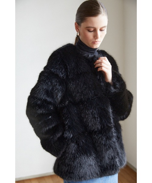 セール】Coco Faux Fur Coat ノーカラーファーコート（ノーカラー