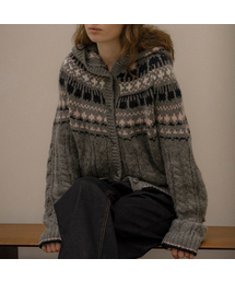 Cable jacquard hoodie cardigan [KNFW05CD02]_[2color]