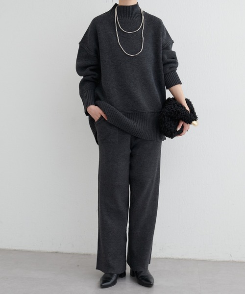 LARUTA(ラルータ)の「【LARUTA】カシミアタッチリブニットパンツ(その他パンツ・レディース・オフホワイト/グレー/チャコールグレー/サックスブルー・FREE)」の3枚目の写真